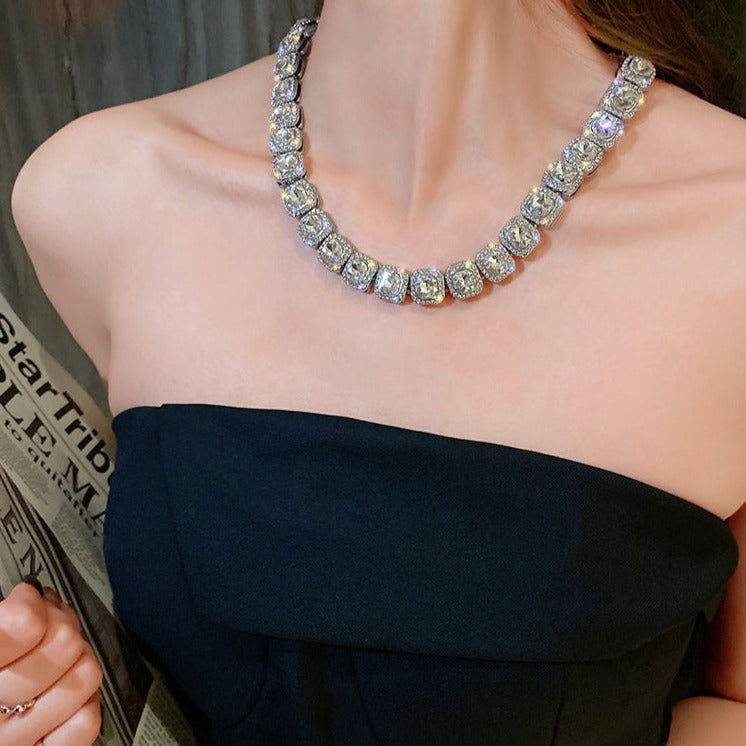 Fashion Square Shape Stone Necklace