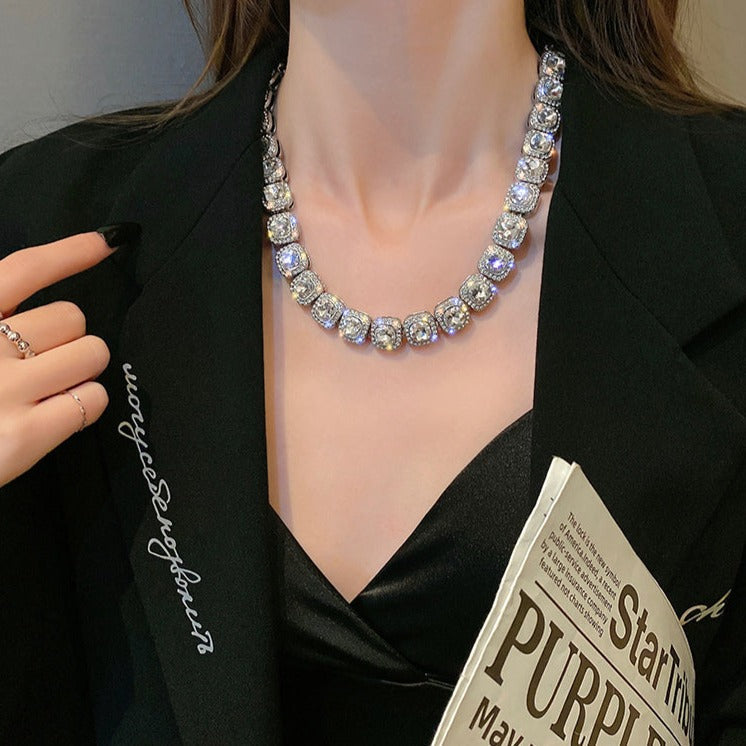 Fashion Square Shape Stone Necklace