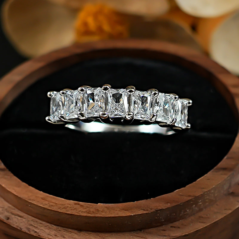 Sparkling Ice Cut Half Eternity Sterling Silver Band