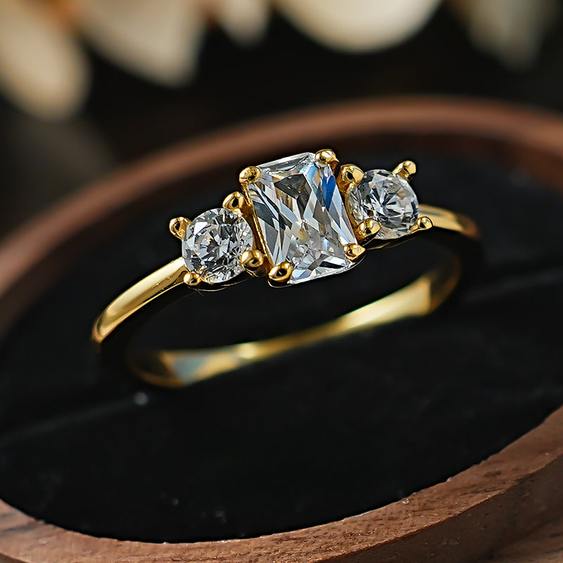 Luxury Three Stone Design Ice Cut Ring