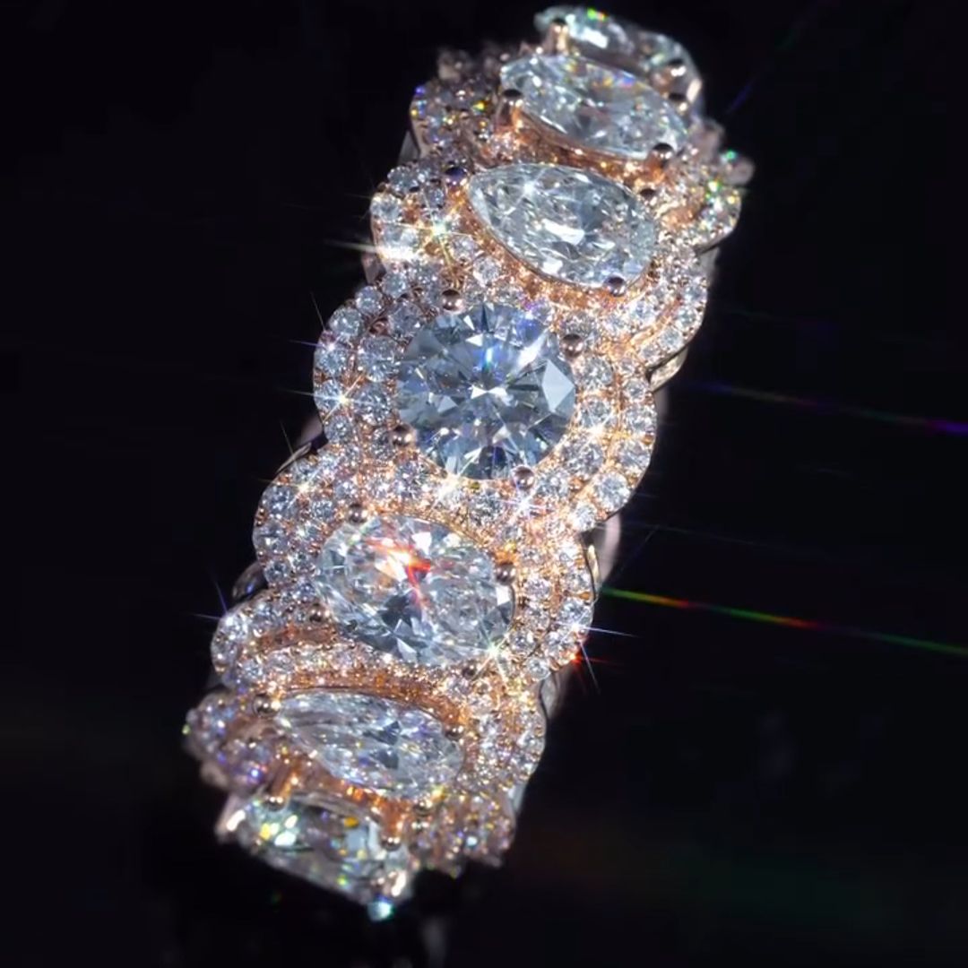 36ct Round-cut and Oval-cut Sterling Silver Handmade Men's Ring