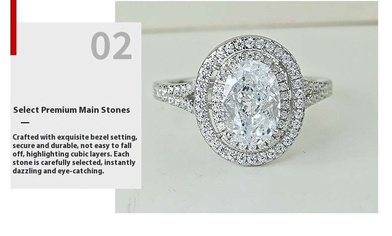 Classic Oval Double Halo Engagement Ring in Sterling Silver