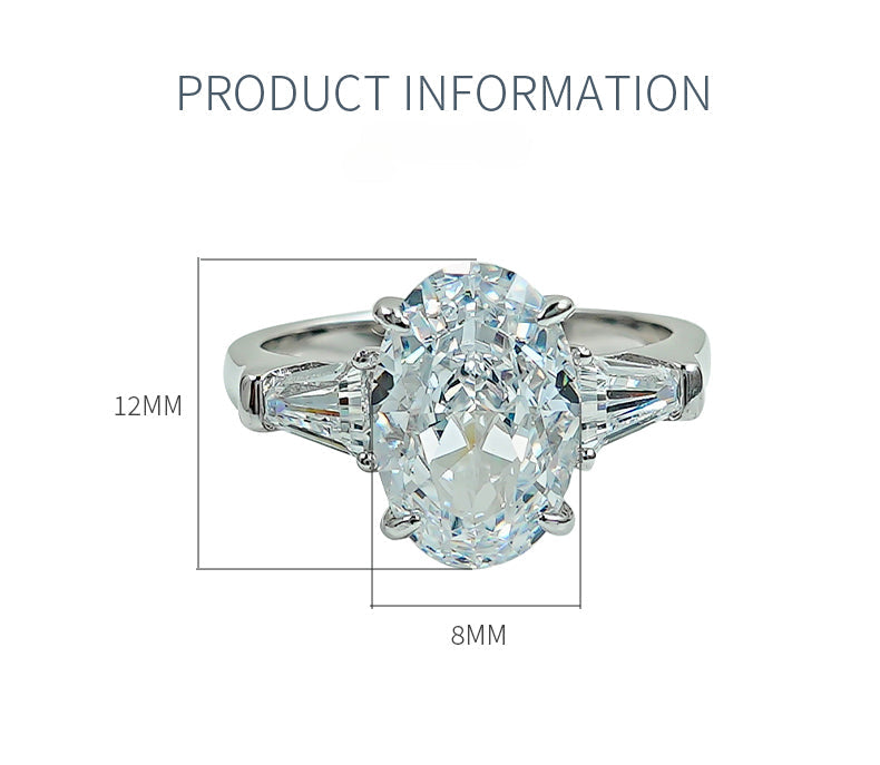 Stunning Three Stone Oval Cut Sterling Silver Ring