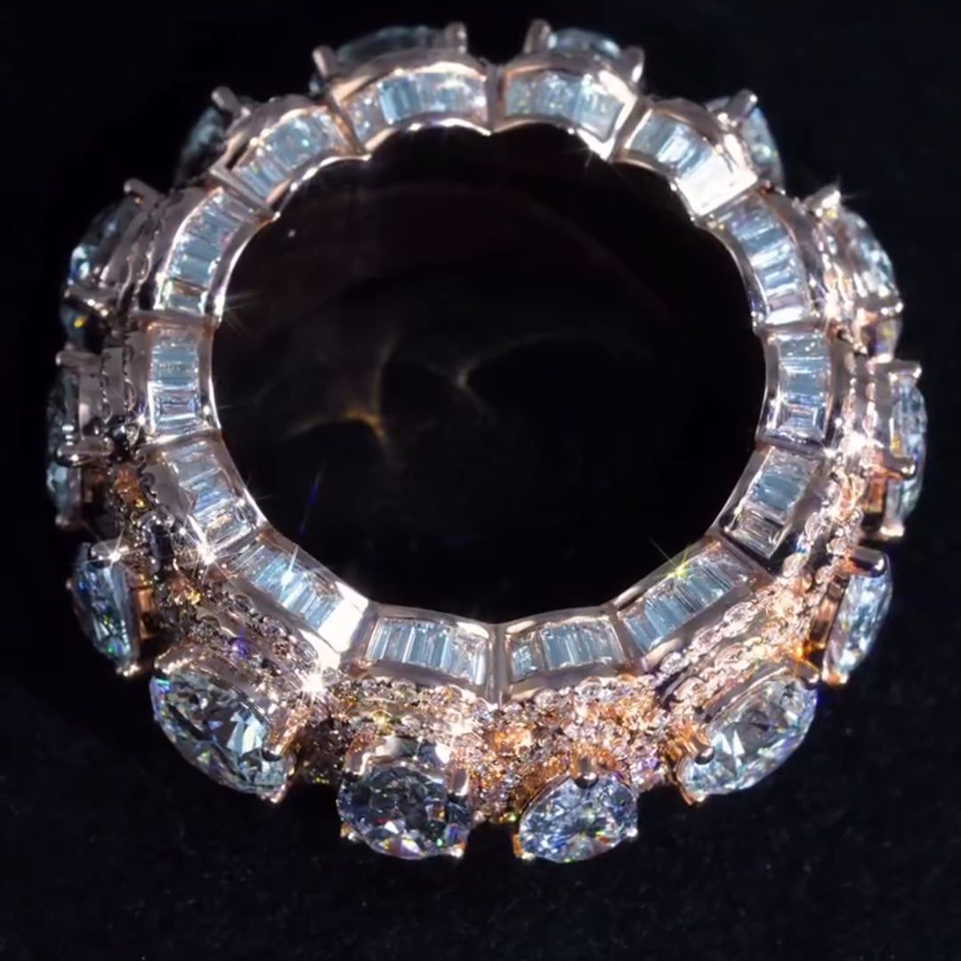 36ct Round-cut and Oval-cut Sterling Silver Handmade Men's Ring