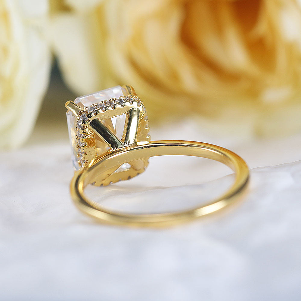 Stunning Hidden Halo Design Radiant Cut Sterling Silver Engagement Ring