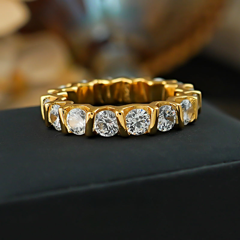 Stunning Round Cut Paved Sterling Silver Band