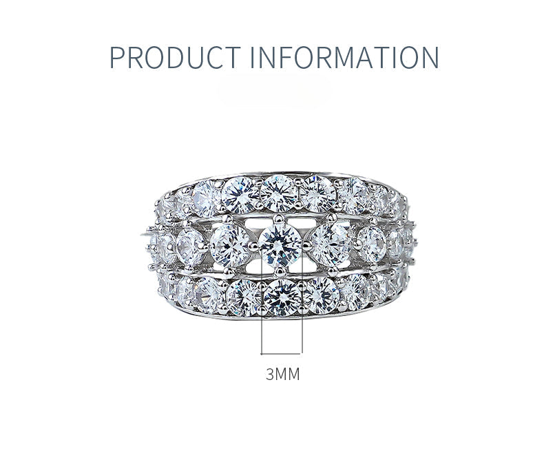 Stunning 3 Rows Sterling Silver Band