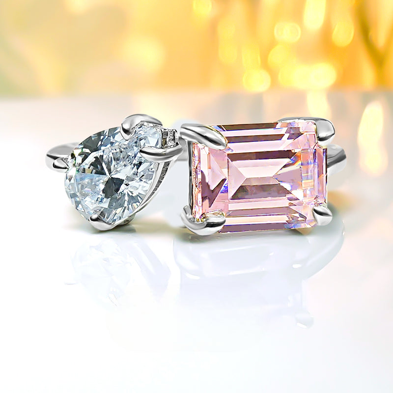 Exquisite Two Stone Sterling Silver Ring