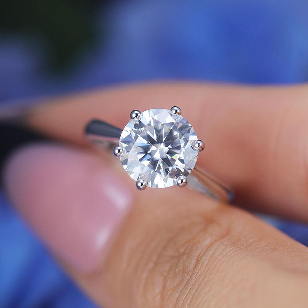 ShineofDiamond Classic 6 Prong Round Cut Moissanite Ring