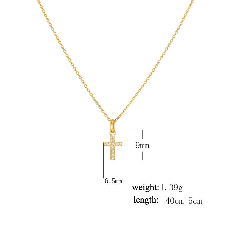 Paved Cross Design Sterling Silver Necklace