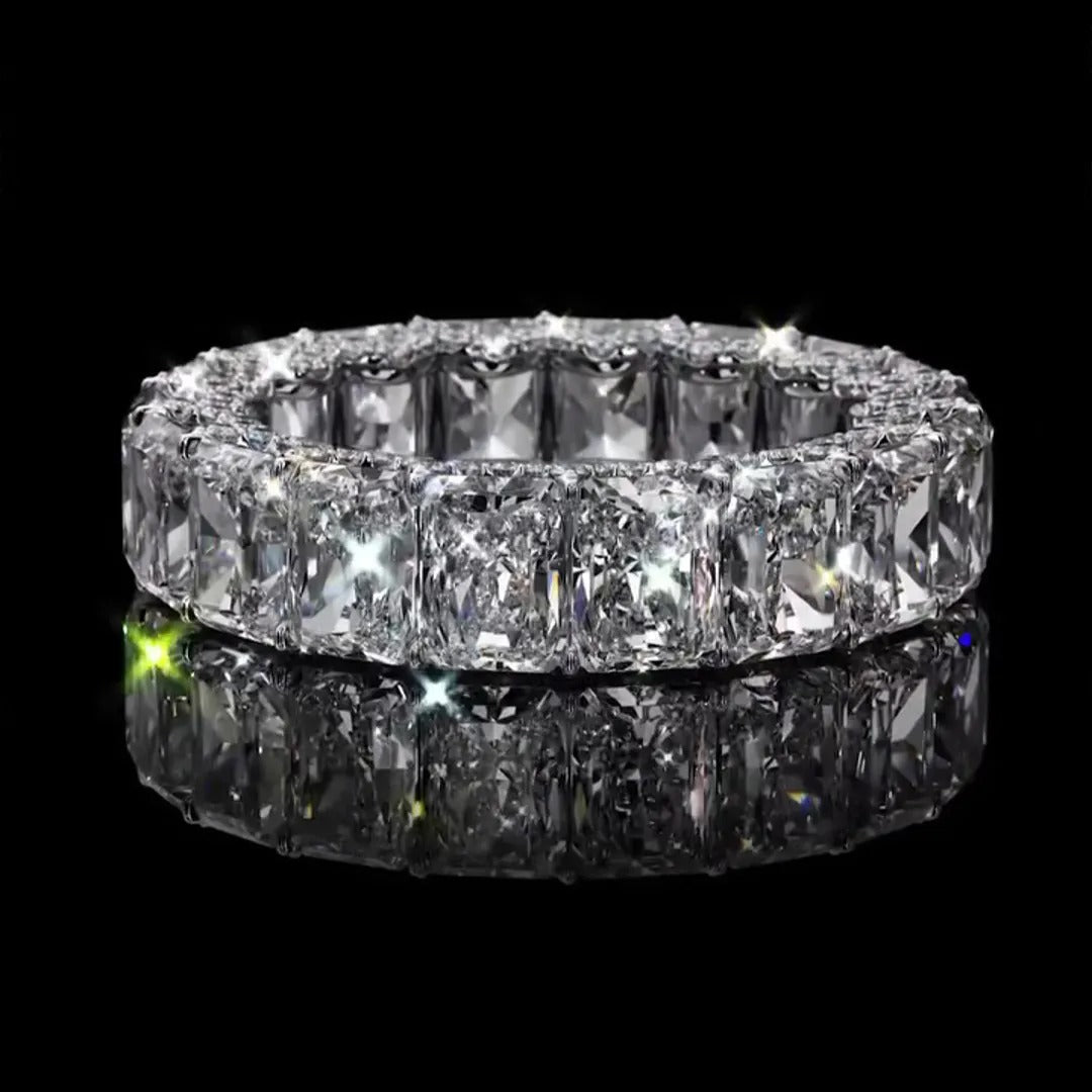 4ct Princess Cut Sterling Silver Handmade Wedding Band Ring