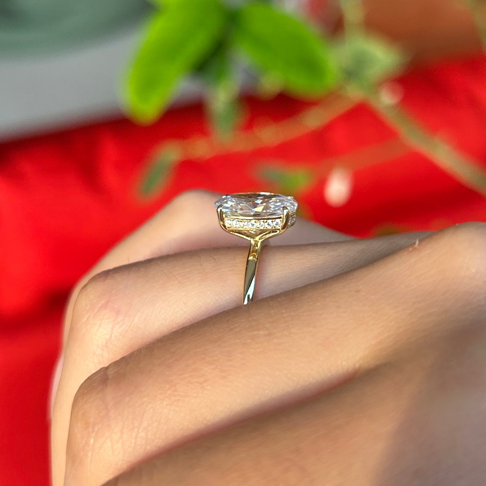 3PCS Oval Cut with Eternity And Plain Band Bridal Set Rings