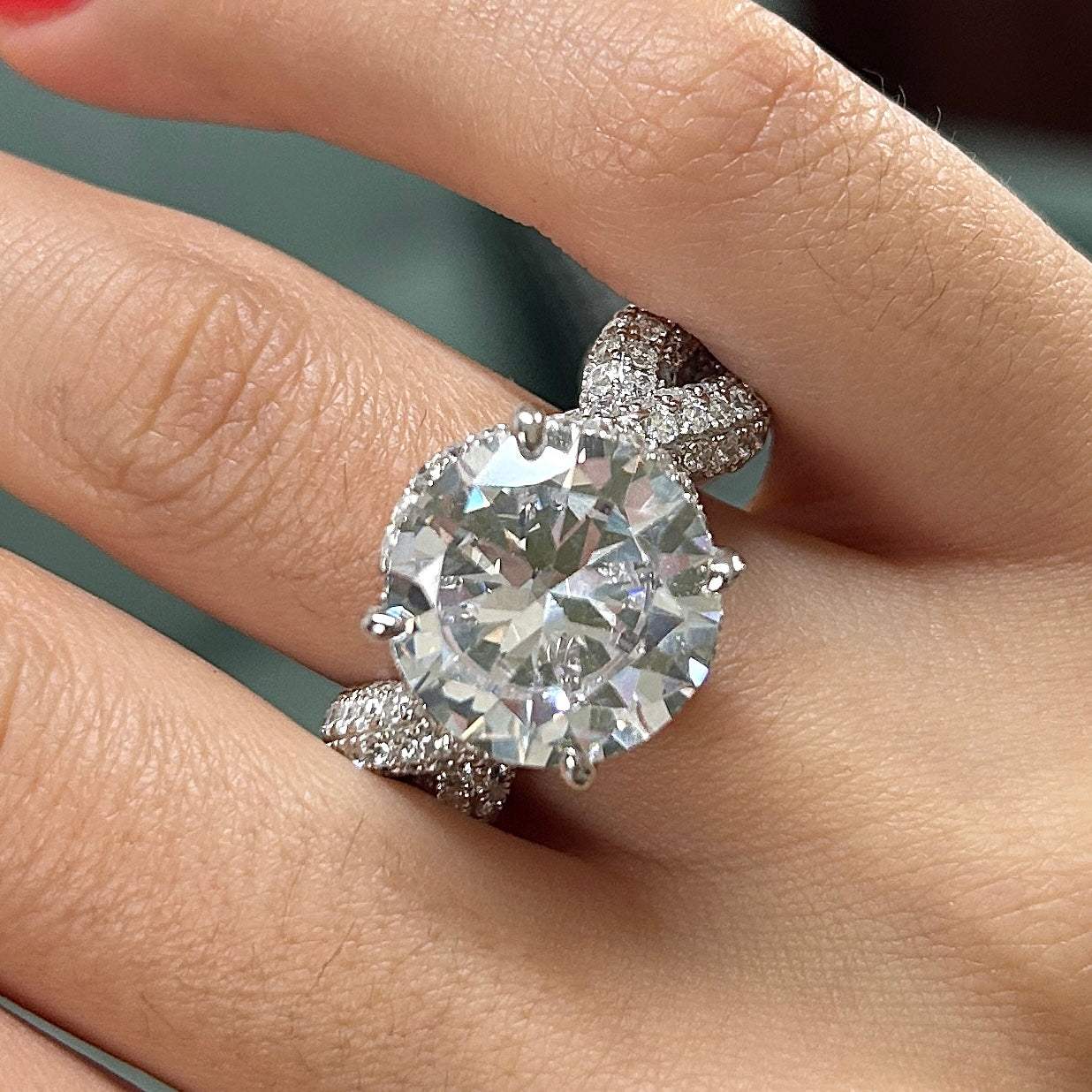 Size 7.5 | Micro Pave Round Cut Twisted Shank Engagement Ring