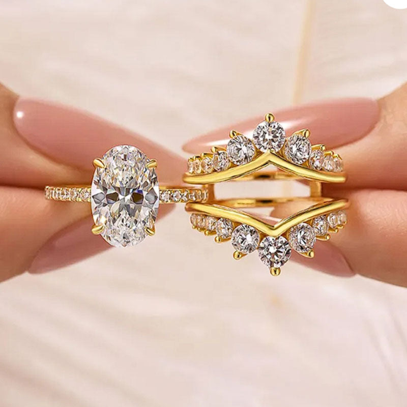 Stunning 2 PCS 4.0Ct Oval Cut Bridal Set