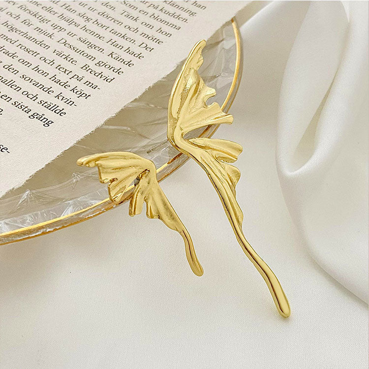 Unique Asymmetrical Butterfly Design Stud Earrings
