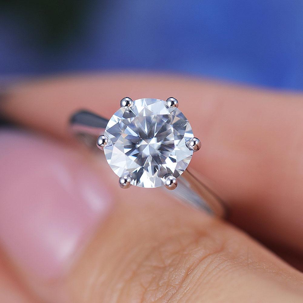 ShineofDiamond Classic 6 Prong Round Cut Moissanite Ring