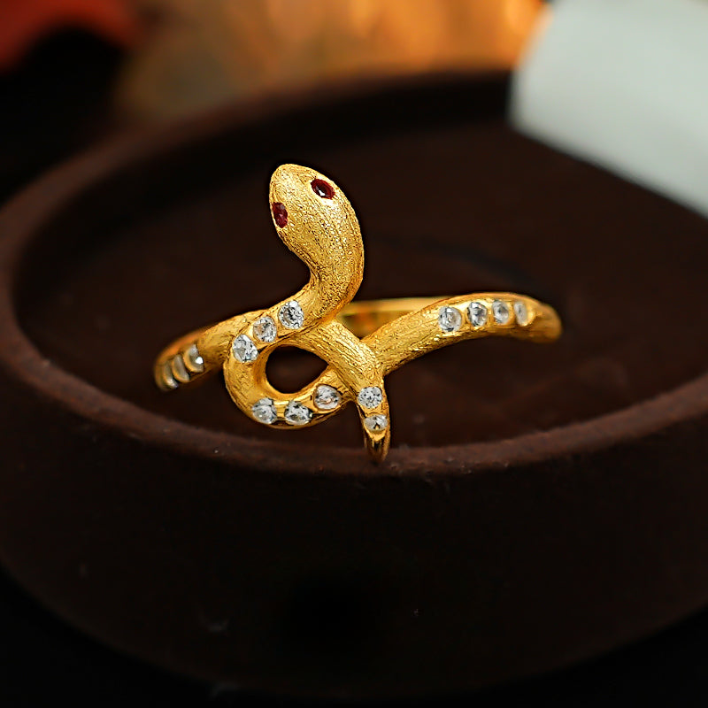 Unique Snake Design Silver Ring
