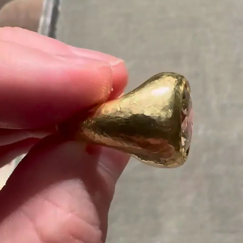 Vintage 8ct Round Cut White Sapphire Yellow Gold Handmade Men's Ring