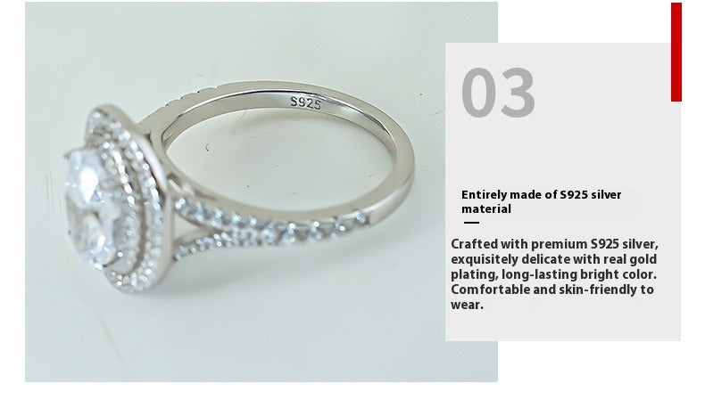 Classic Oval Double Halo Engagement Ring in Sterling Silver