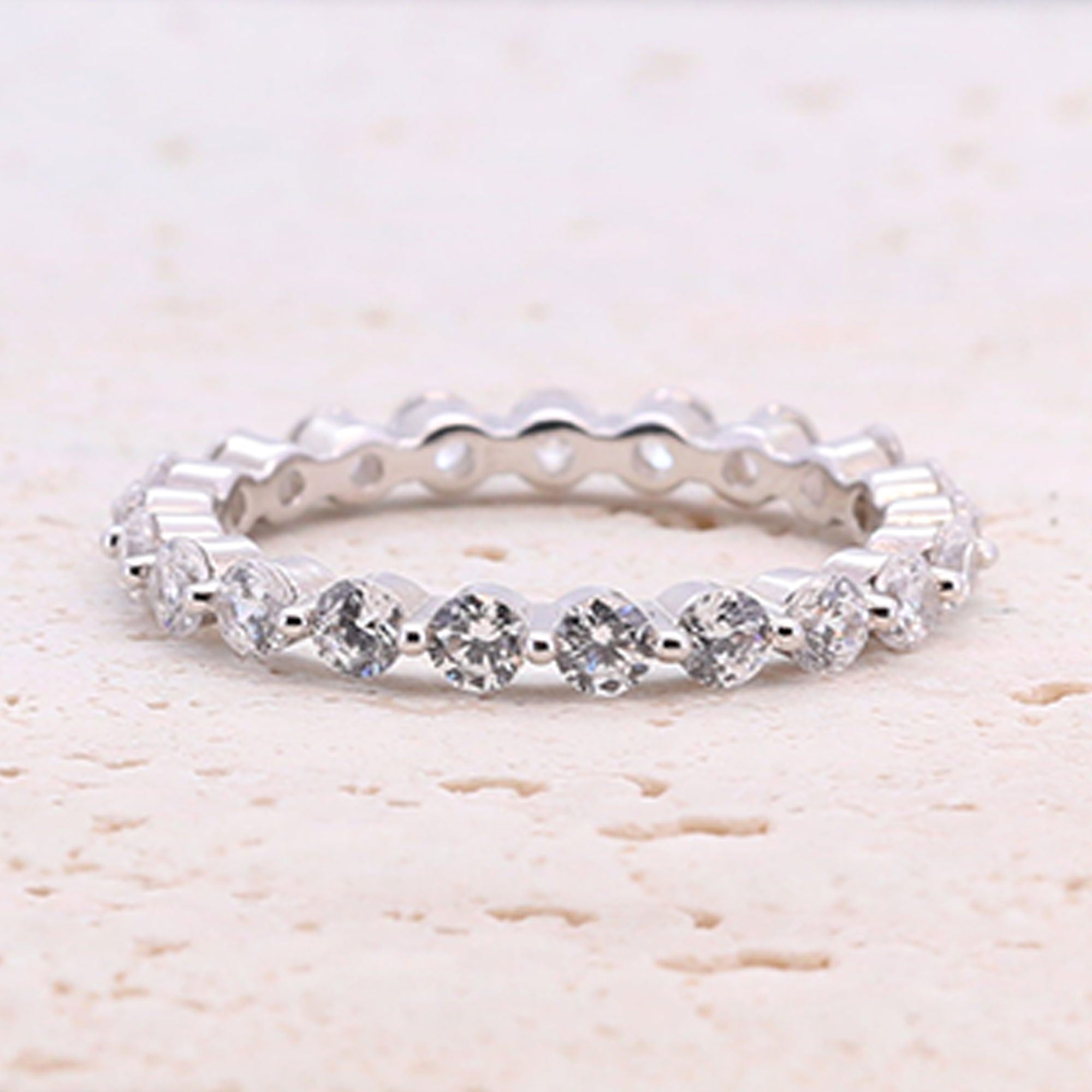 4.0CT Three Stone Pink Sterling Silver Engagement Ring with Eternity Band