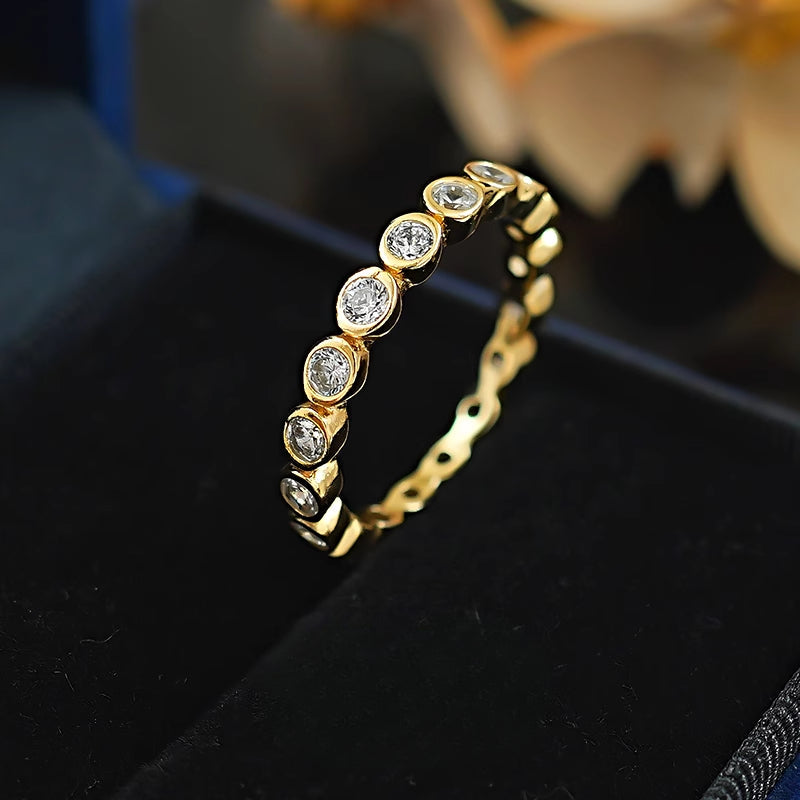 Classic Round Cut Eternity Golden Tone Band