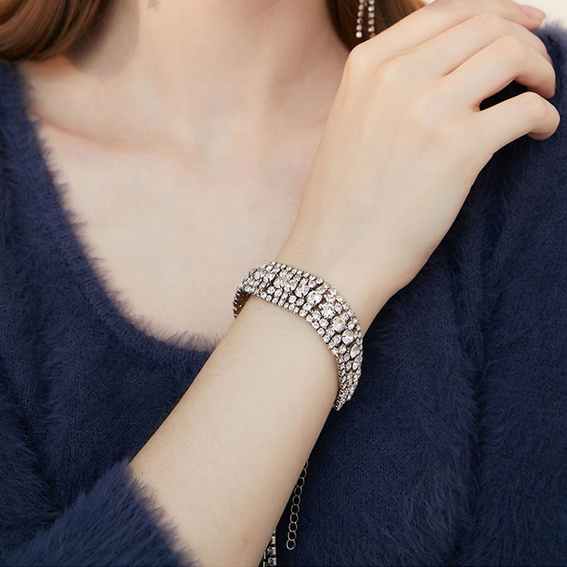 Sparkle Geometric Decor Fringe Rhinestones Bracelet