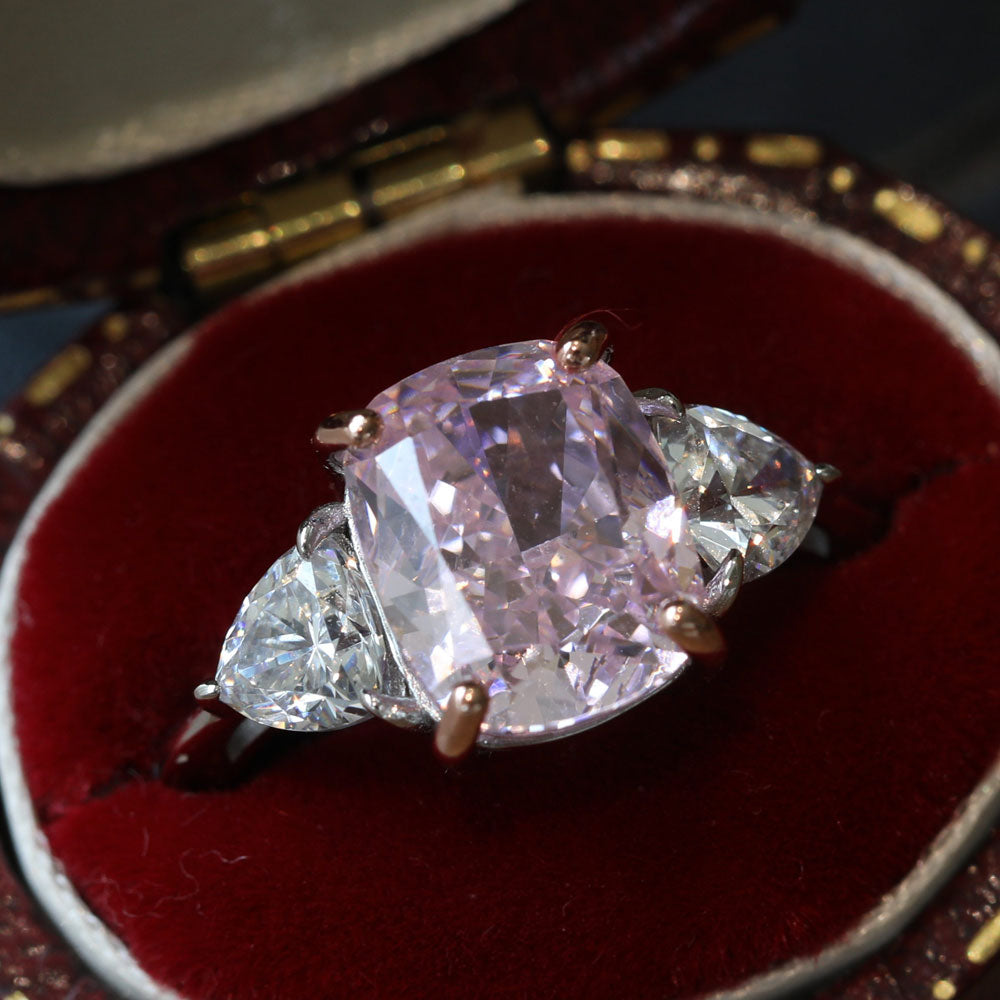 Pink Cushion Cut Engagement Ring