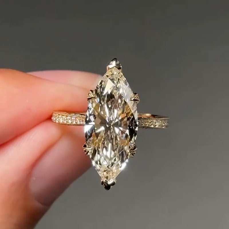 Exquisite Marquise Cut Sterling Silver Engagement Ring