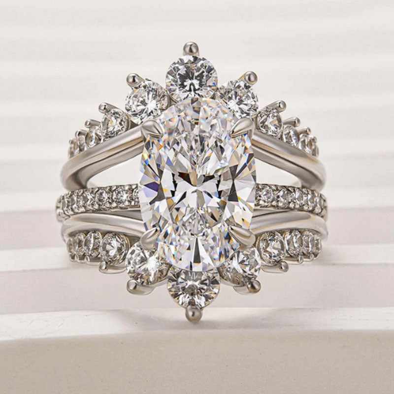 Stunning 2 PCS 4.0Ct Oval Cut Bridal Set