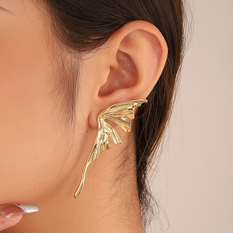 Unique Asymmetrical Butterfly Design Stud Earrings