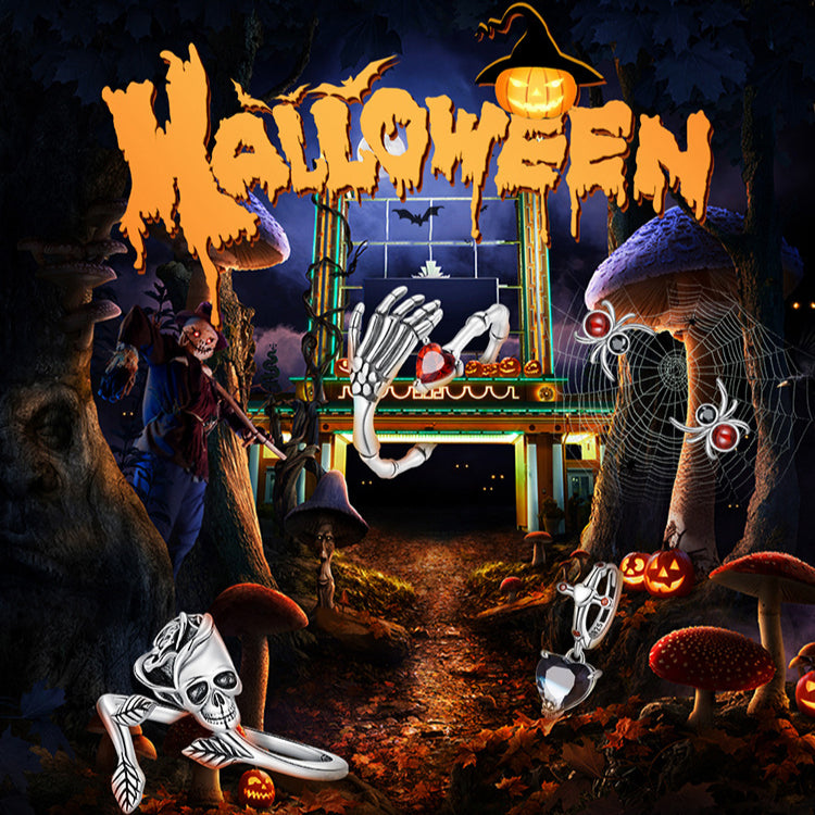 Halloween Rose skeleton Sterling Silver Open Ring