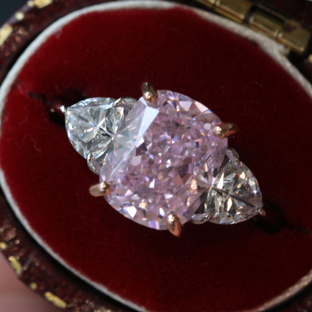 Pink Cushion Cut Engagement Ring