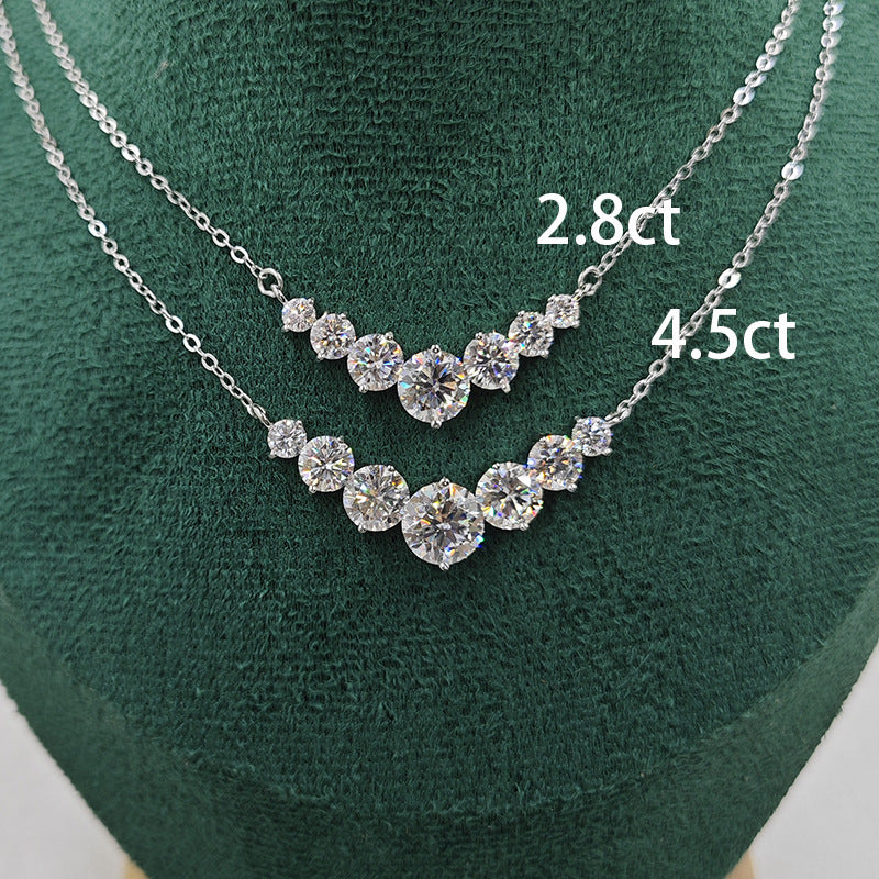 D Color Moissanite 7-Round Cut Stones Pendant Necklace in Sterling Silver