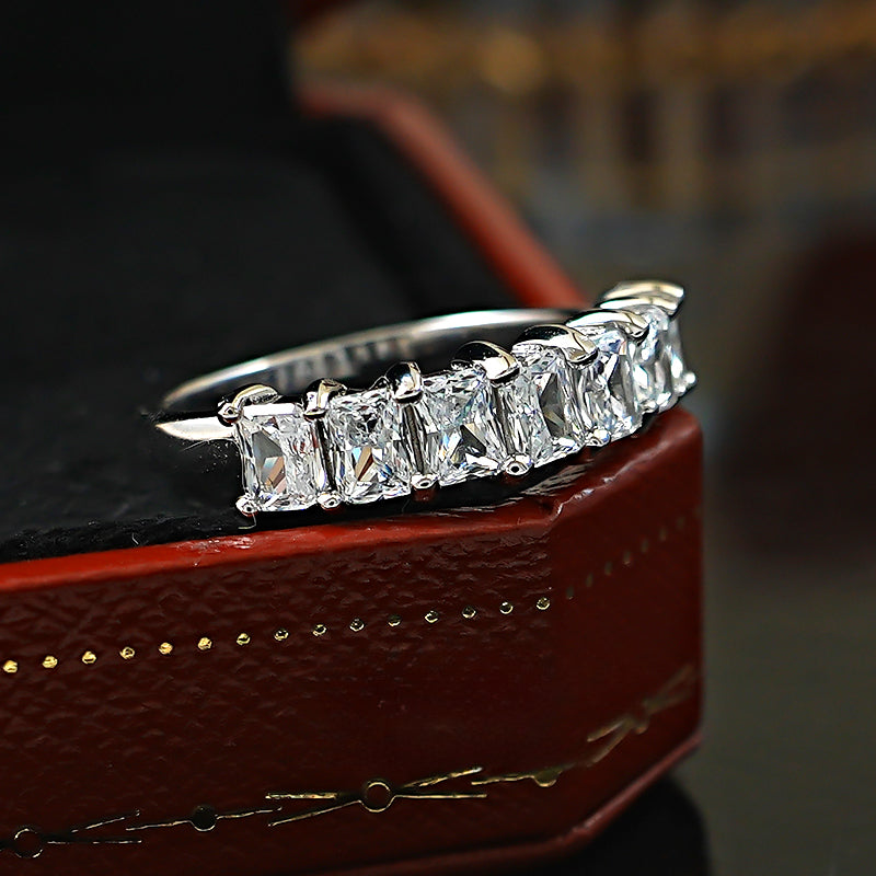 Sparkling Ice Cut Half Eternity Sterling Silver Band