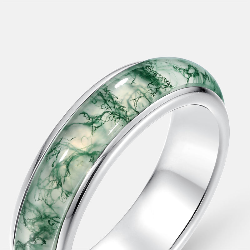 Simple Natural Green Moss Aget Band