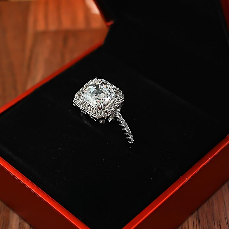 3.0 CT Asscher Cut Sterling Silver Ring