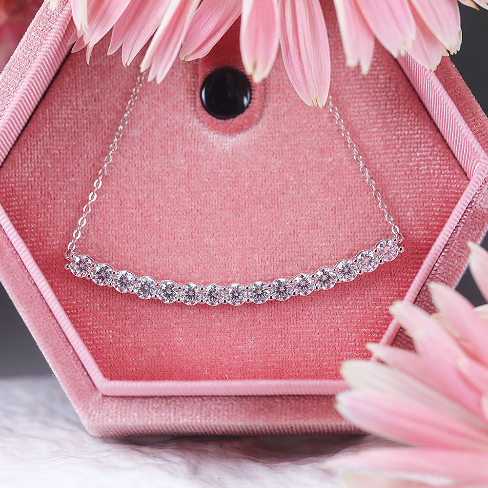 Smile Design Paved Sterling Silver Moissanite Necklace