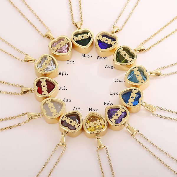 Personalized Heart Cut Pendant Necklace For Mom