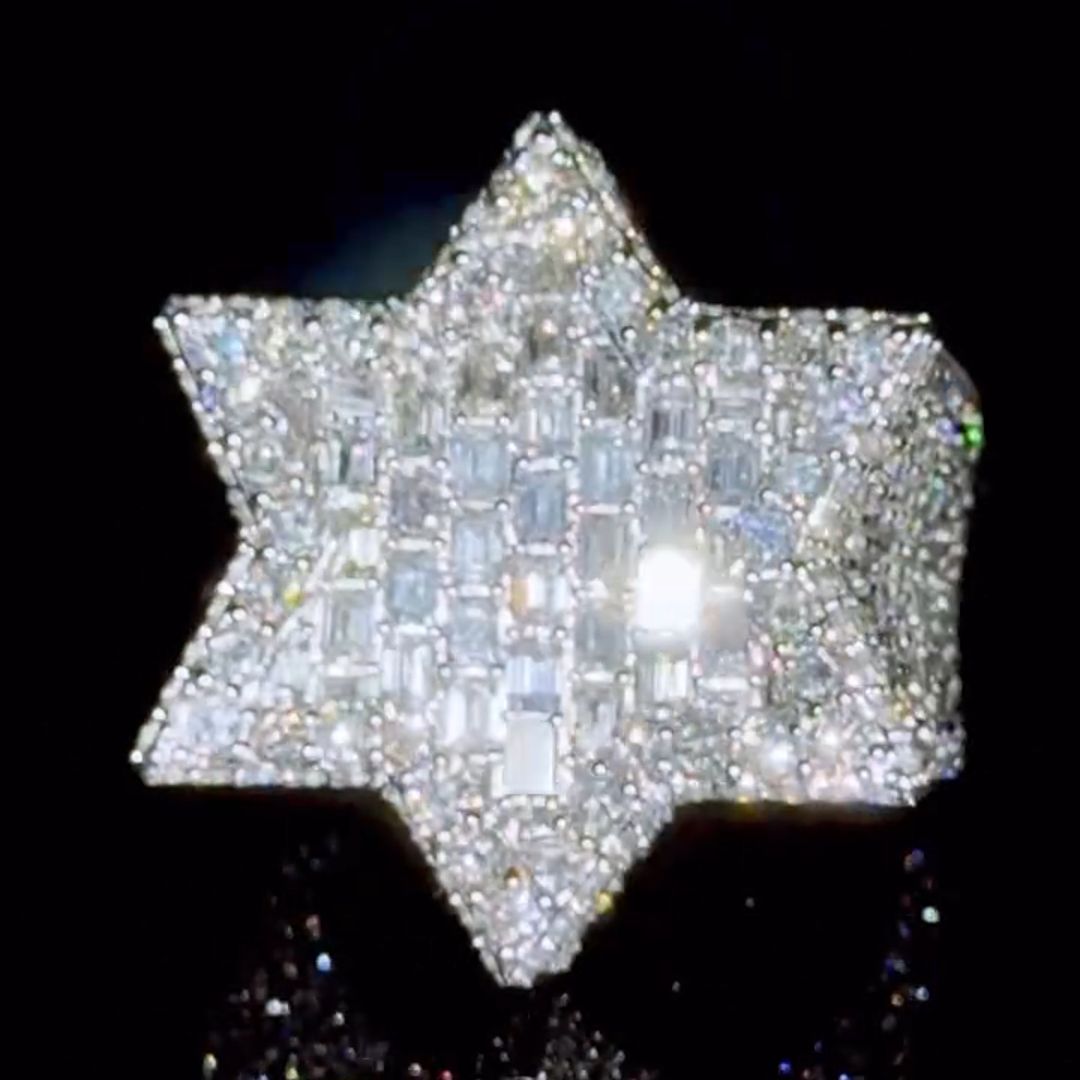 26ct Zircon Inlaid Hexagram Design Sterling Silver Handmade Men's Ring