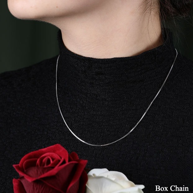 Simple Design Cross and Box Chain Sterling Silver Necklace