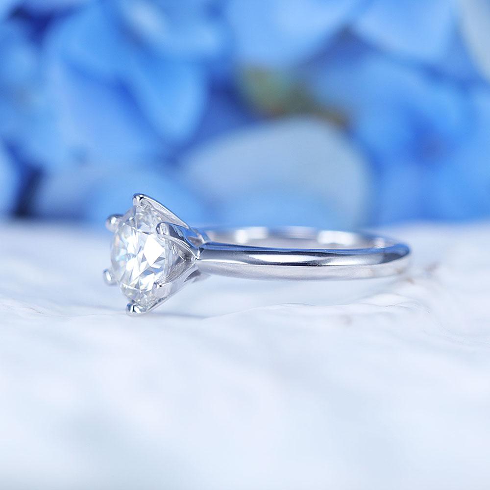 ShineofDiamond Simple Round Cut Moissanite Sterling Silver Ring