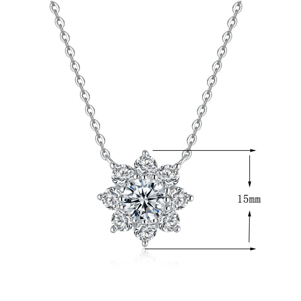Snowflake 925 Sterling Silver Pendant Moissanite Necklace