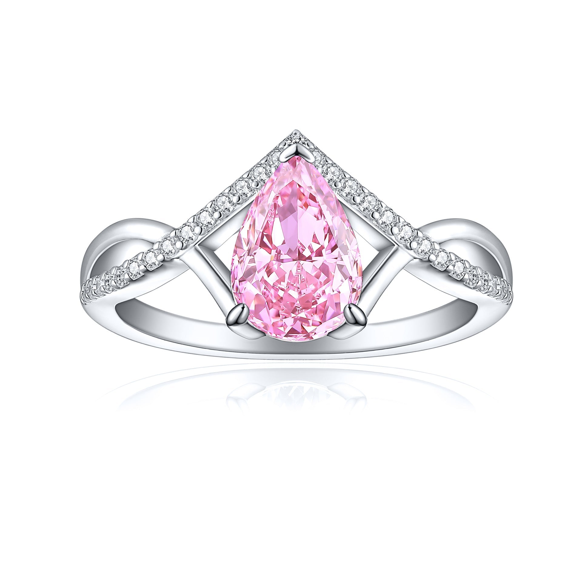 Pear Cut Twisted band Engagement Ring (Multi Color Available)