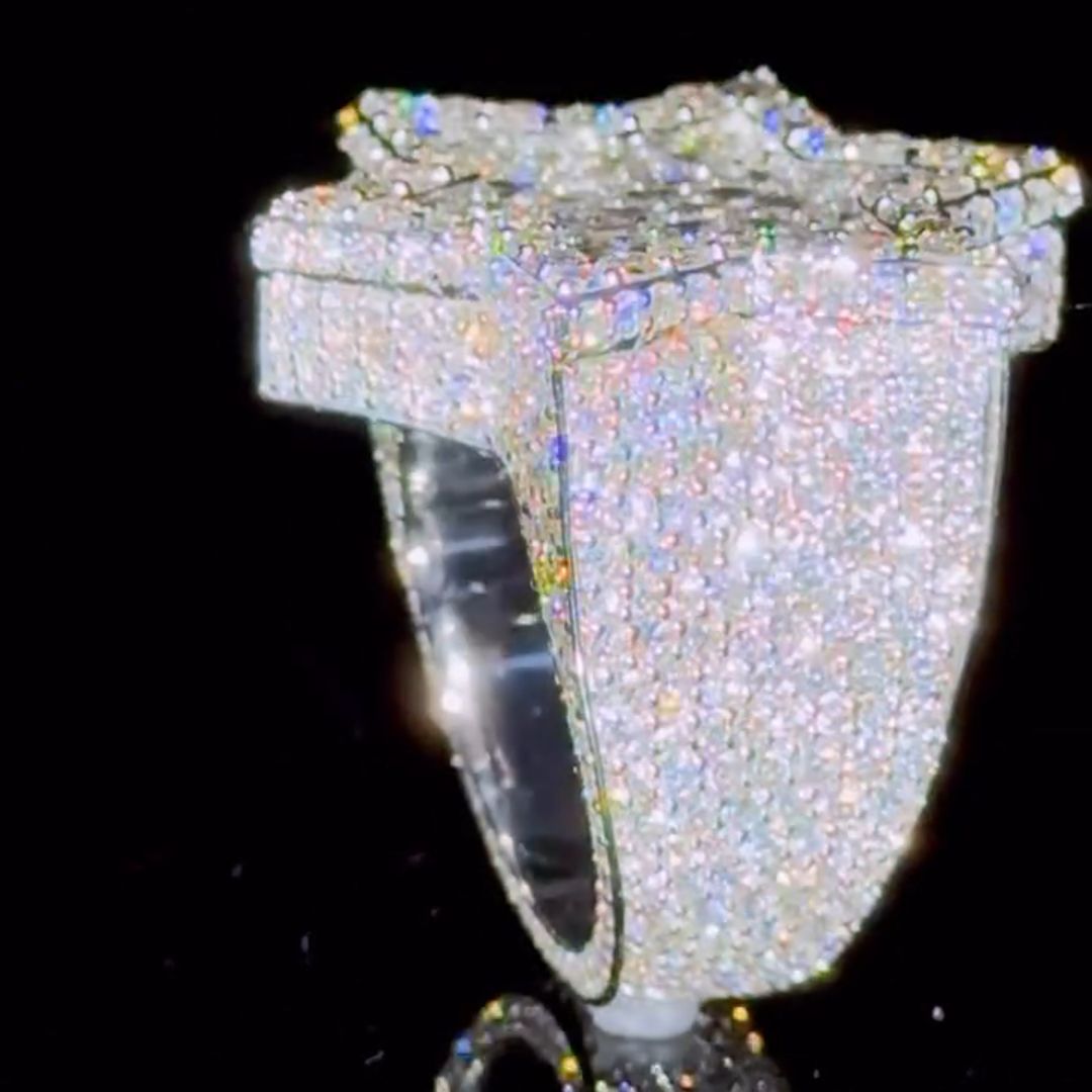 26ct Zircon Inlaid Hexagram Design Sterling Silver Handmade Men's Ring