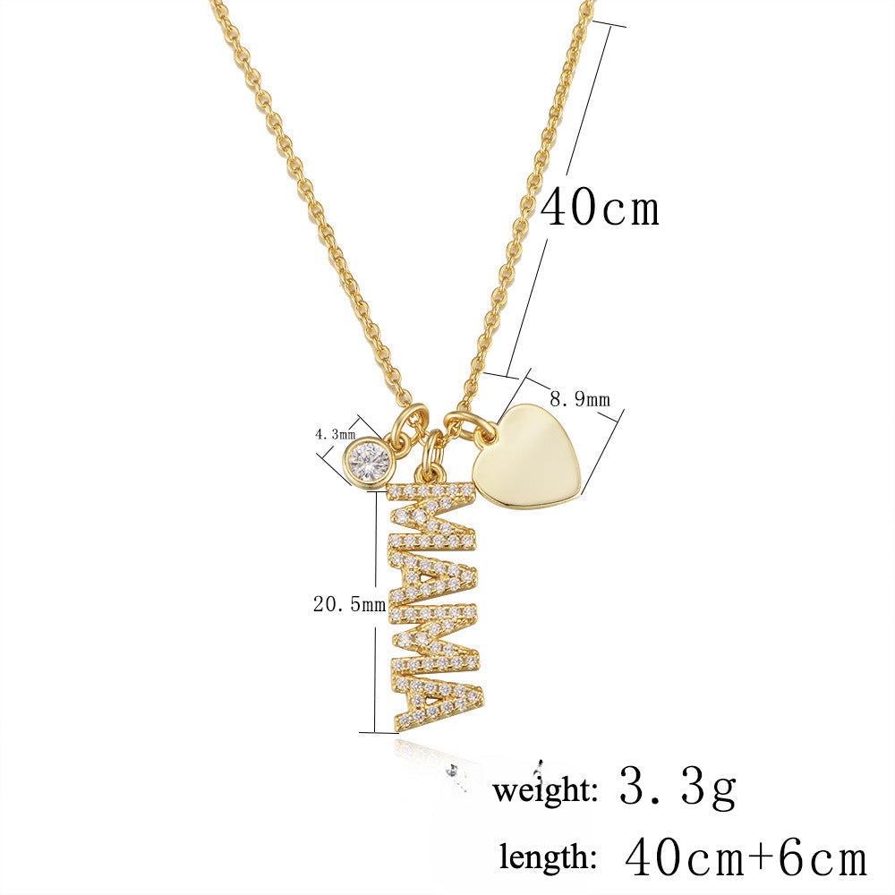 Simple MAMA Design Silver Necklace For Mom