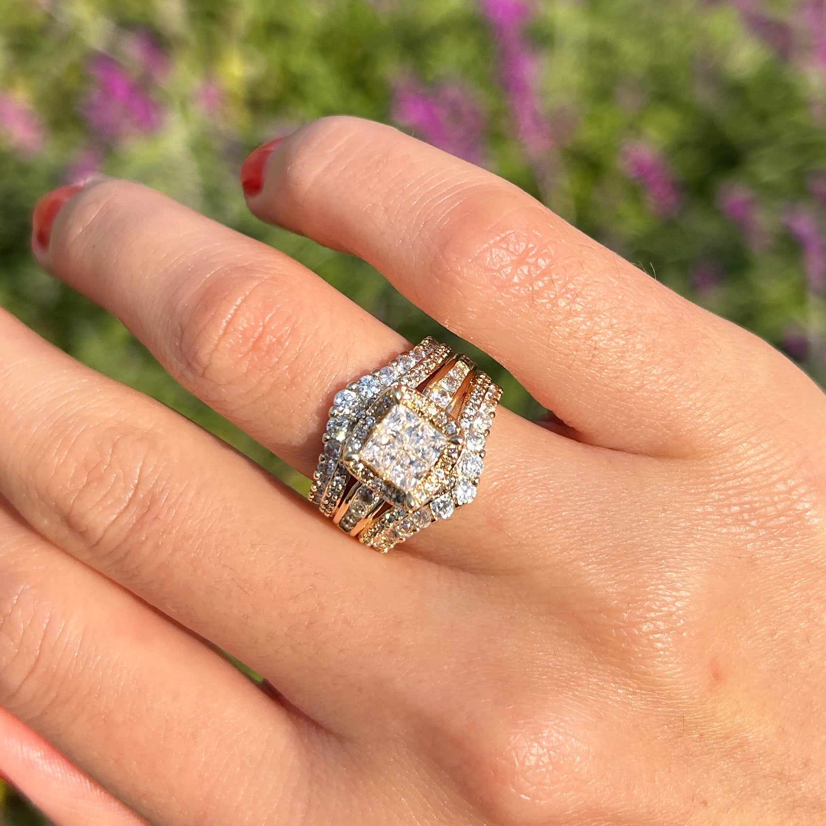 Exquisite Princess Cut Sterling Silver Party Engagement Ring