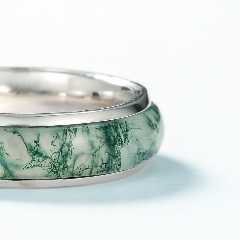 Simple Natural Green Moss Aget Band