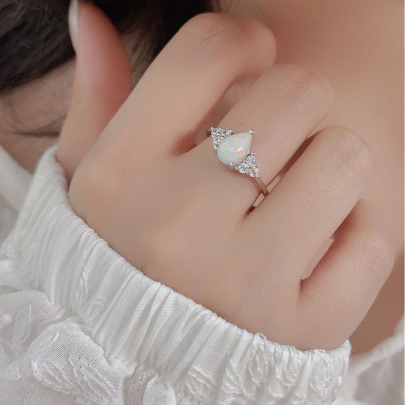 Oval Shape Opal Sterling Silver Ring