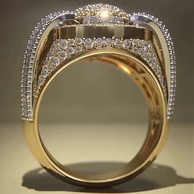 Handmade 6.5ctw Round Cut With Baguette Cut Side Stones Half Set Men's Ring