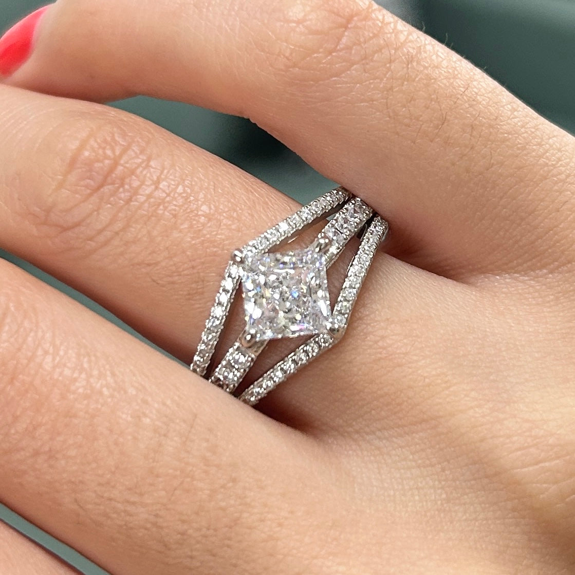 Size 12 | Sparkling Princess Cut Engagement Ring In Sterling Silver